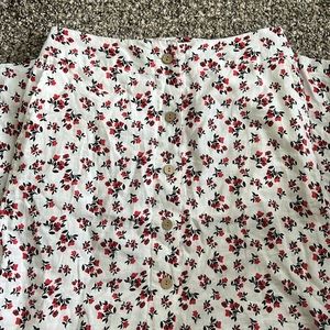 Cynthia rowley maxi skirt 100% linen floral white black red